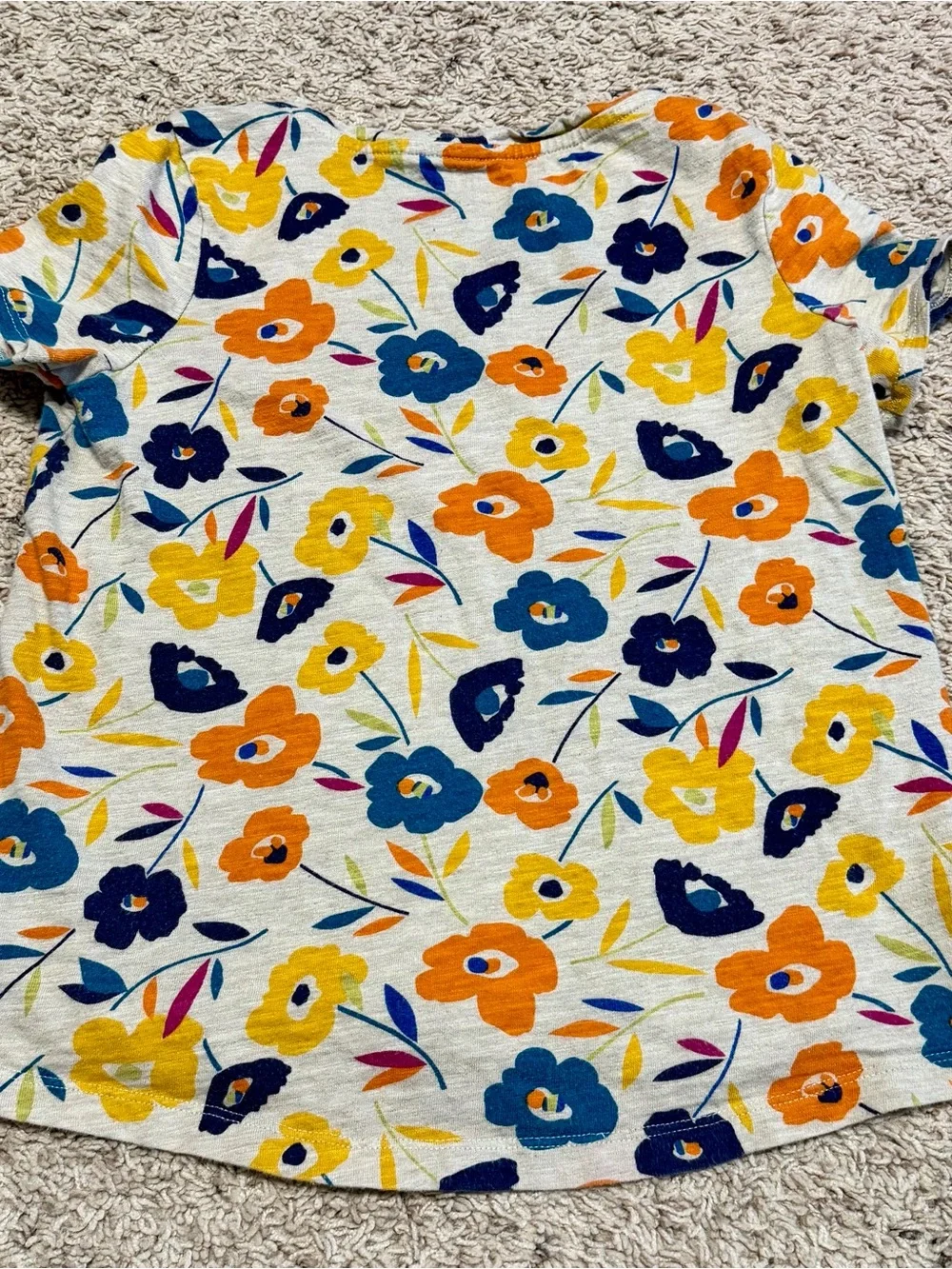 Lands' End Cream Short-Sleeve Tee with Orange, Blue & Yellow Floral Print